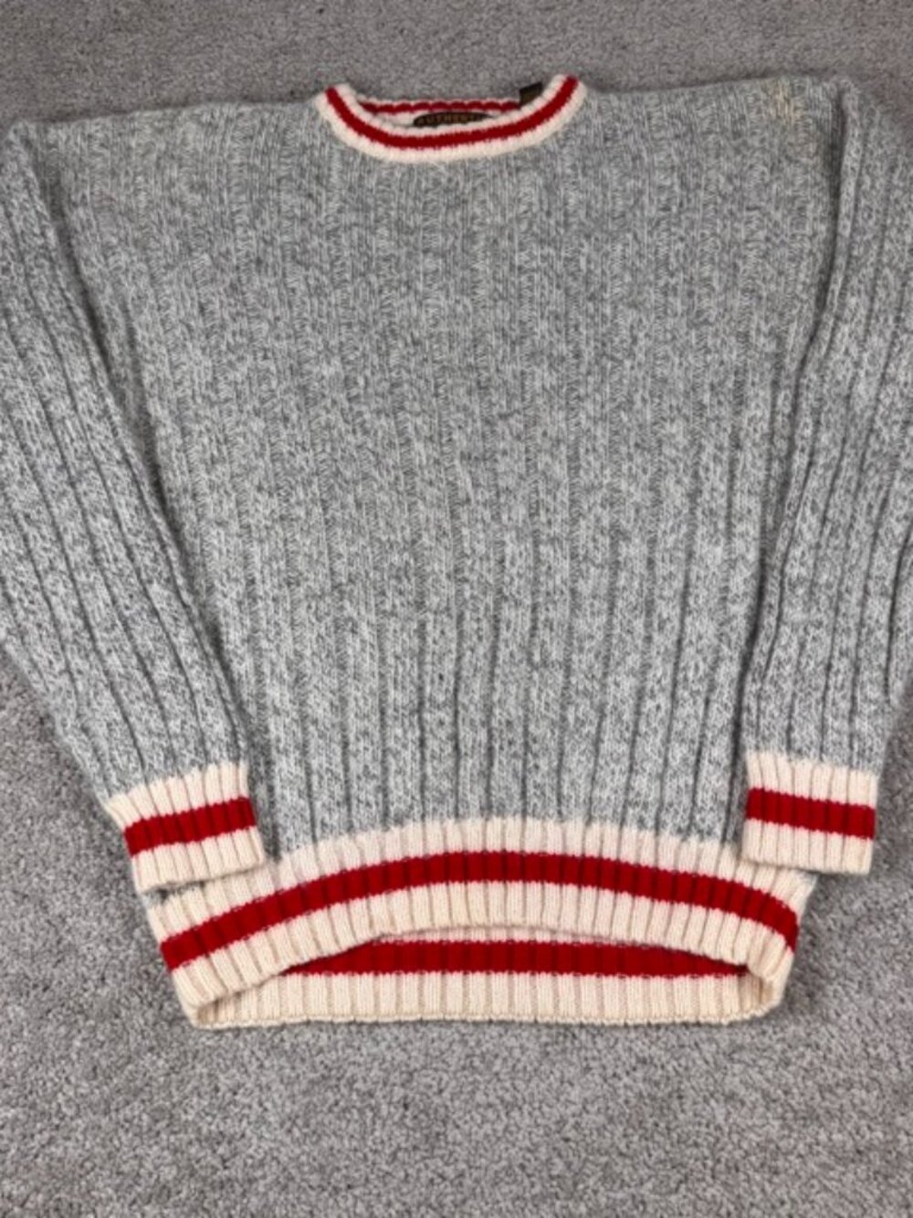 Vintage Authentic Issue Jumper Sweater L 90s Fisherman Norwegian Wool Red Stripe